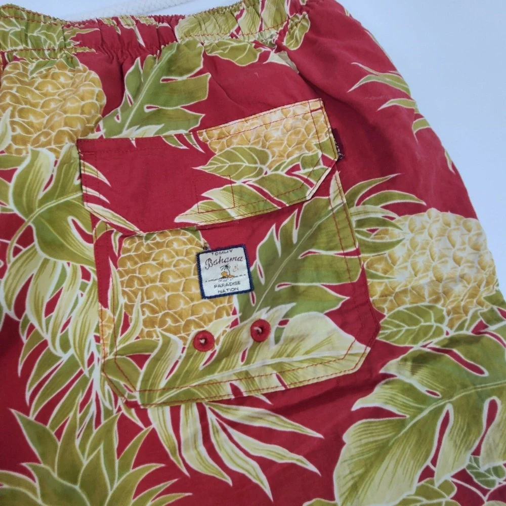 Tommy Bahama Relax Mens Med Mesh line Swim Trunks Hawaiian Red Pineapples palm